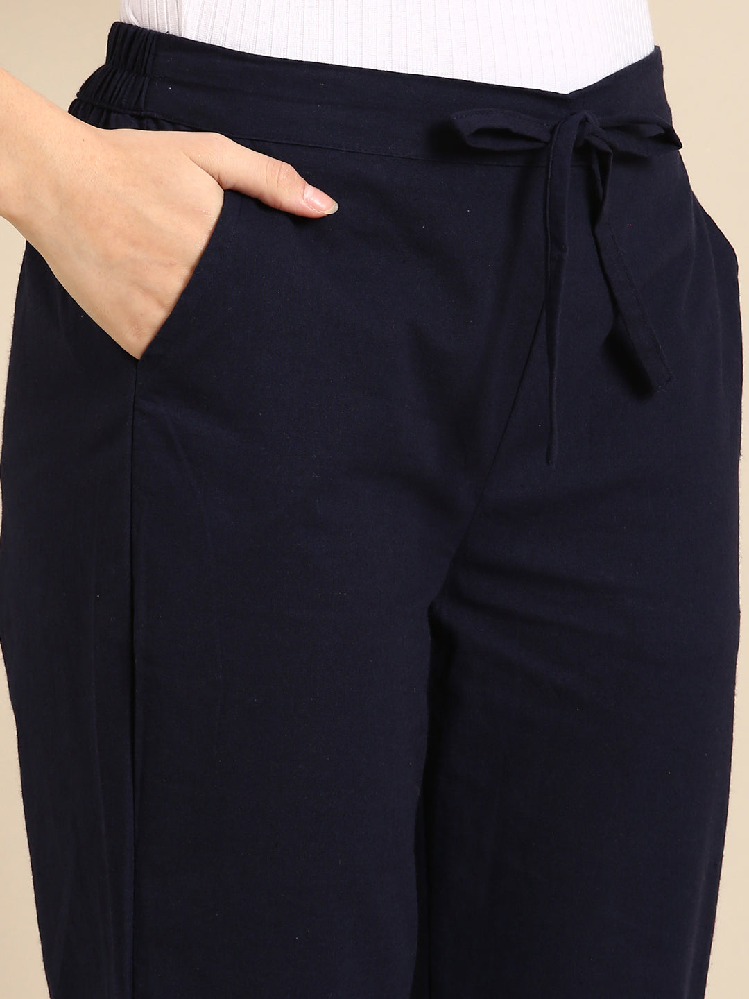 Navy Blue Side Chikan Pants