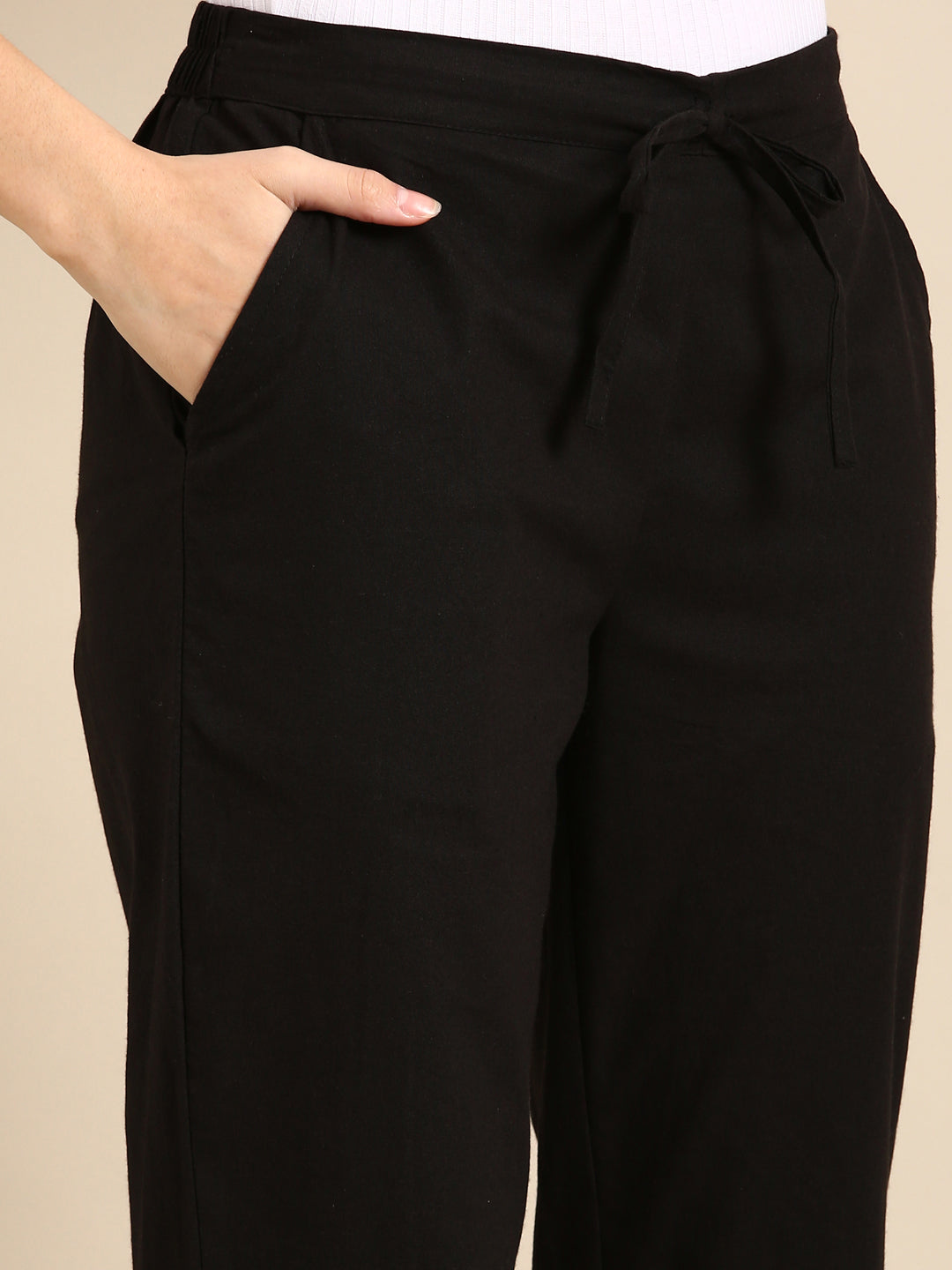 Black Side Chikan Pants