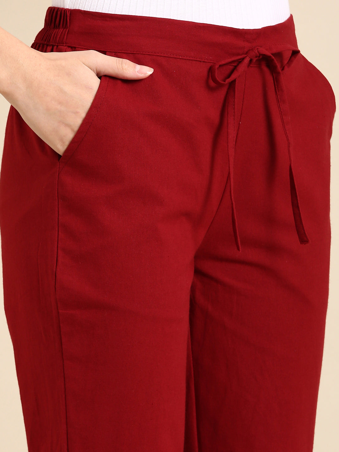 Maroon Side Chikan Pants