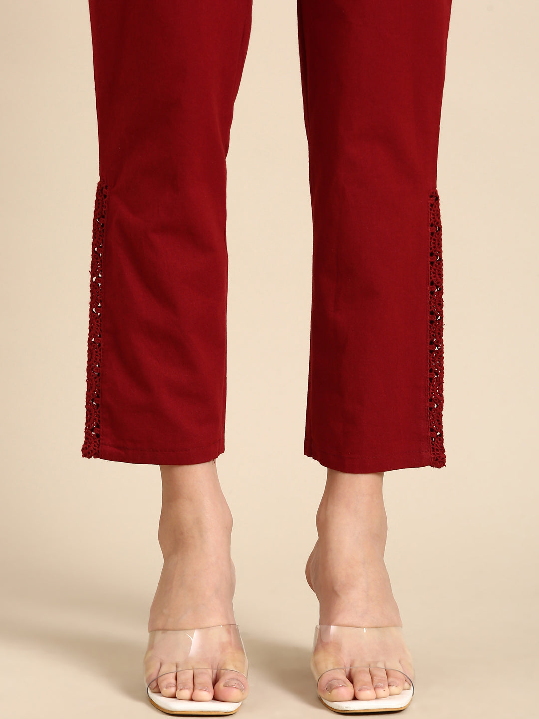 Maroon Side Chikan Pants