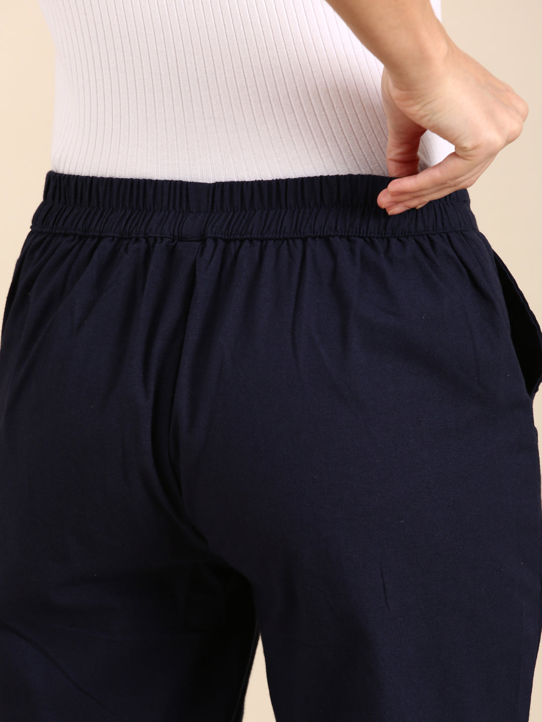 Navy Blue Side Chikan Pants