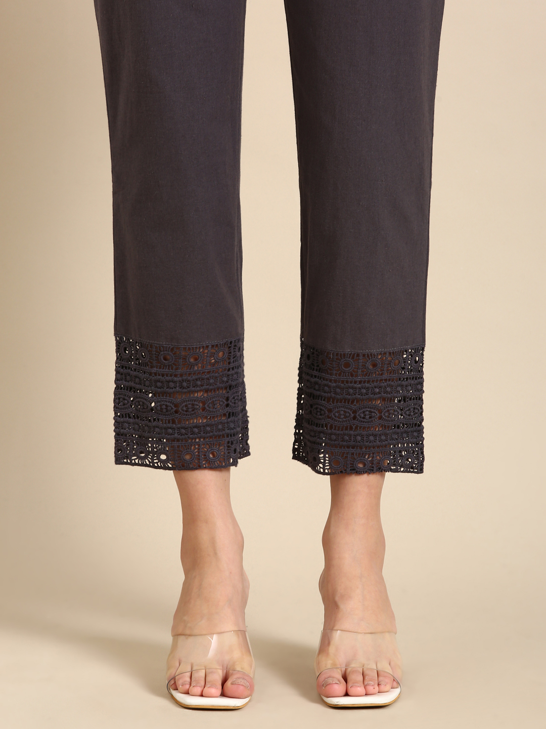 Grey Crochet Pants