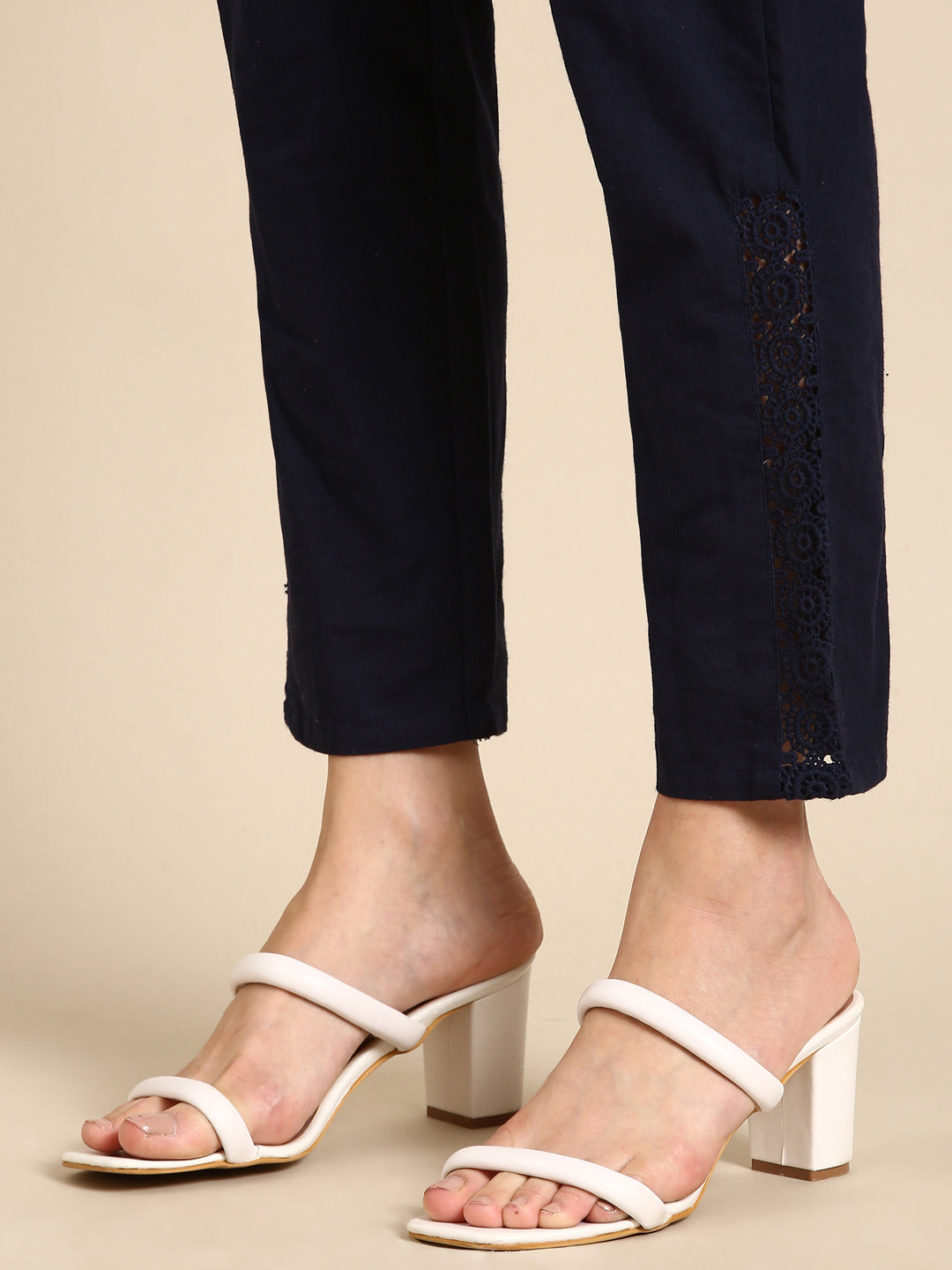 Navy Blue Side Chikan Pants