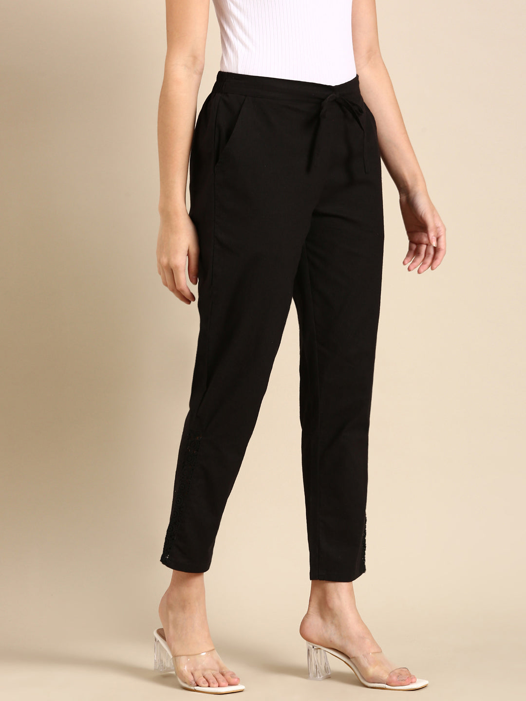 Black Side Chikan Pants