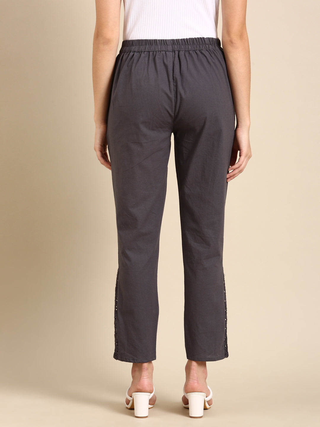 Dark Grey Side Chikan Pants