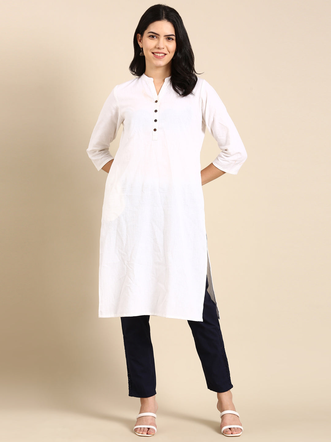 Navy Blue Side Chikan Pants