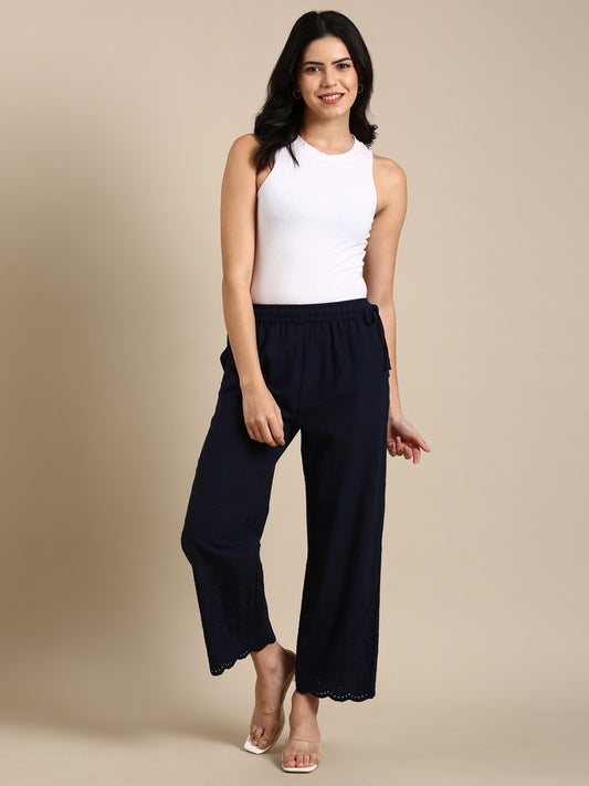 Navy Blue Chikankari Parallel