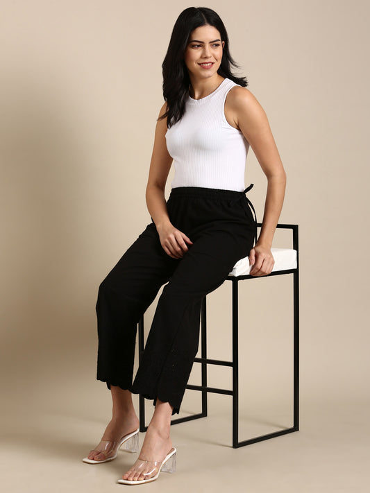 Black Cotton Chikankari Parallel